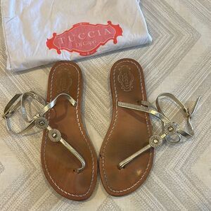 Tuccia Di Capri Silver Rhinestone Strappy Sandals - Size 37